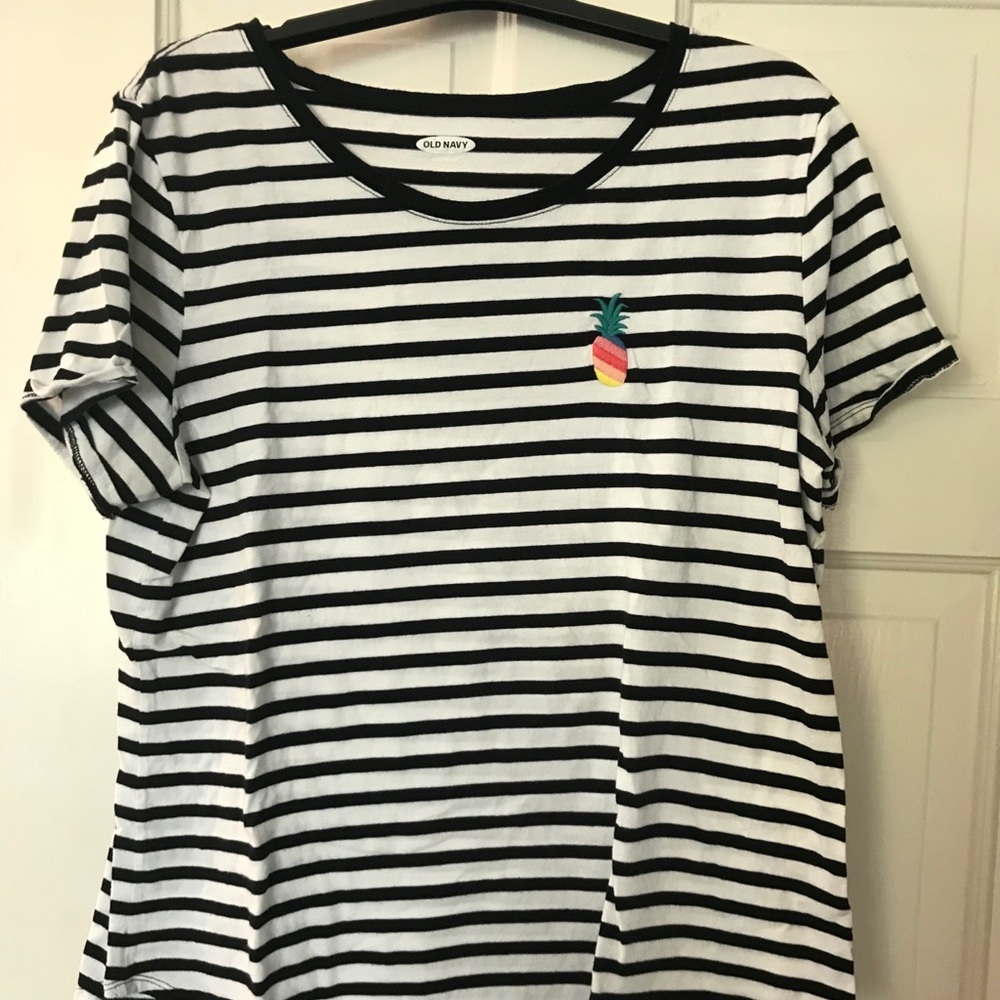 striped shirt with pineapple decal
